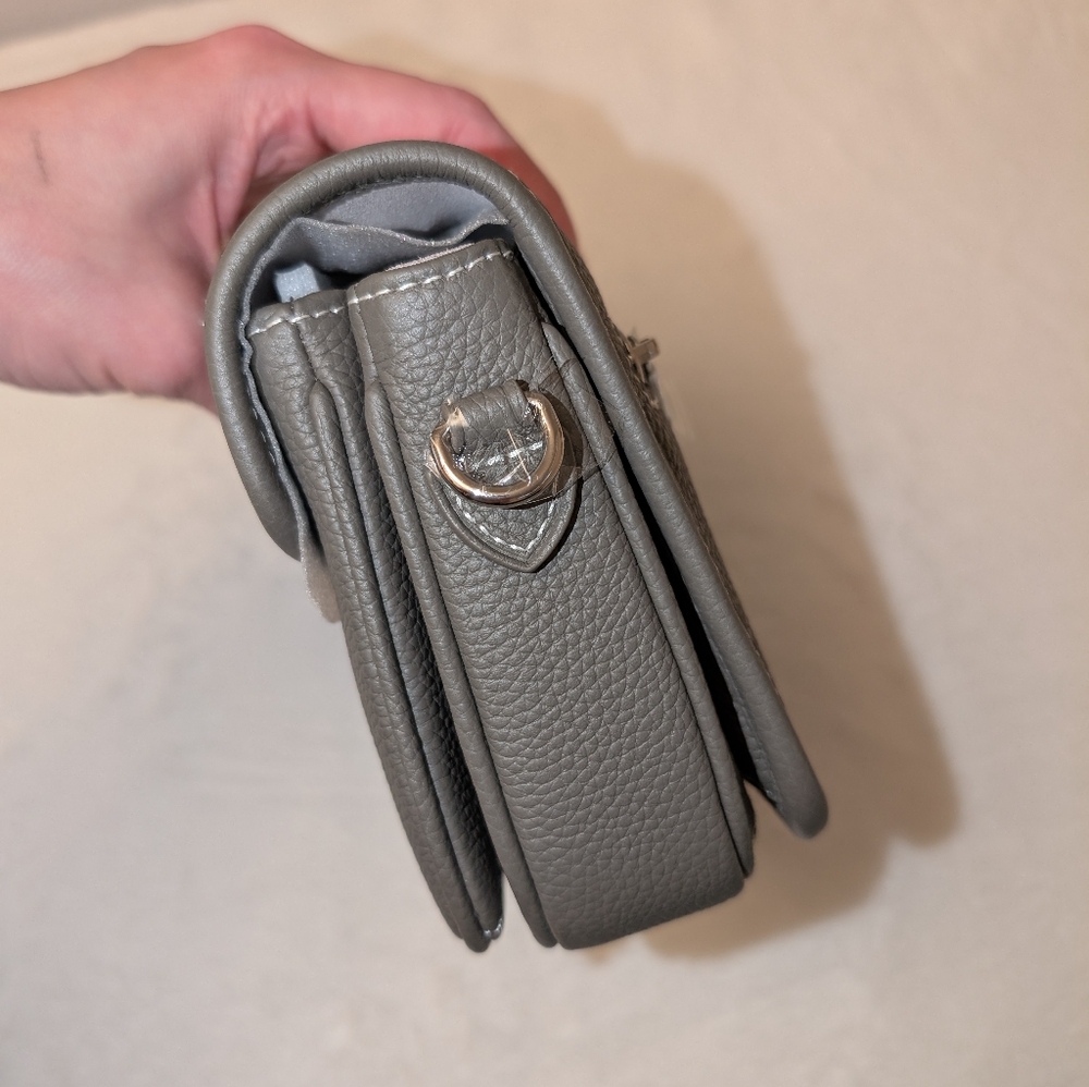 DUYP Graphite Grey "Le Petit Paris15" Mini Leather Crossbody bag Silver Hardware - Picture 7 of 16